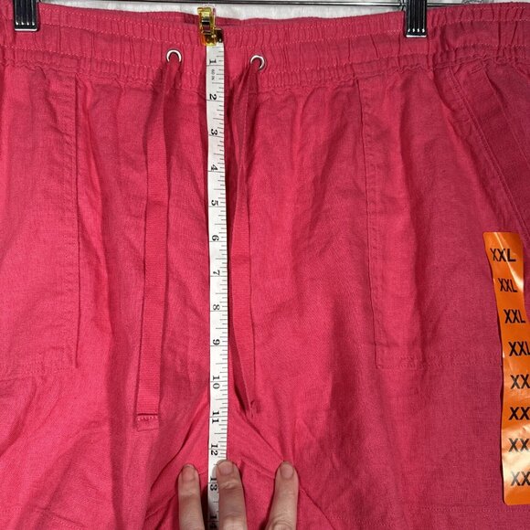 Nautica Linen Viscose Pull On Casual Shorts Pink Drawstring Pockets ~ Size XXL - Picture 11 of 12